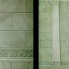 Decorazione murale con lesene a effetto trompe-l\'oeil